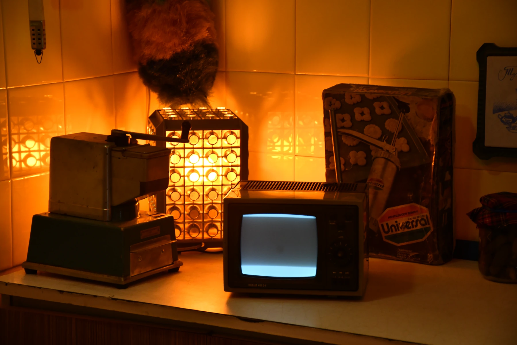 Vintage television, coffee grinder and lantern from the Soviet Club collection